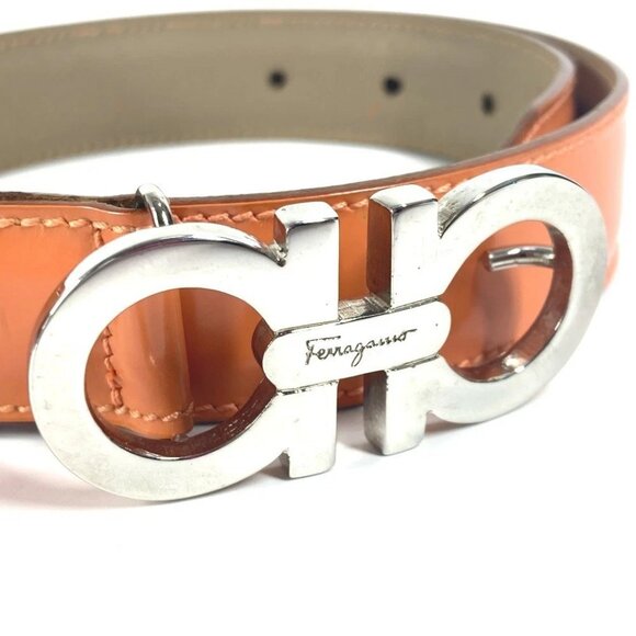 Salvatore Ferragamo Gancini logo buckle Accessories belt Leather Orange - Picture 5 of 16